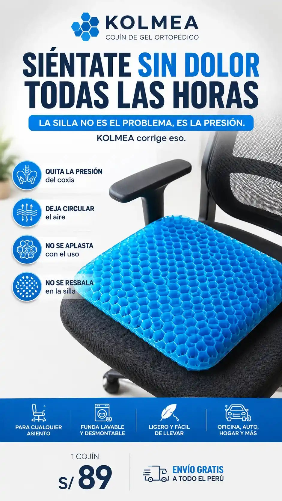 Kolmea: Cojin de gel ortopedico
