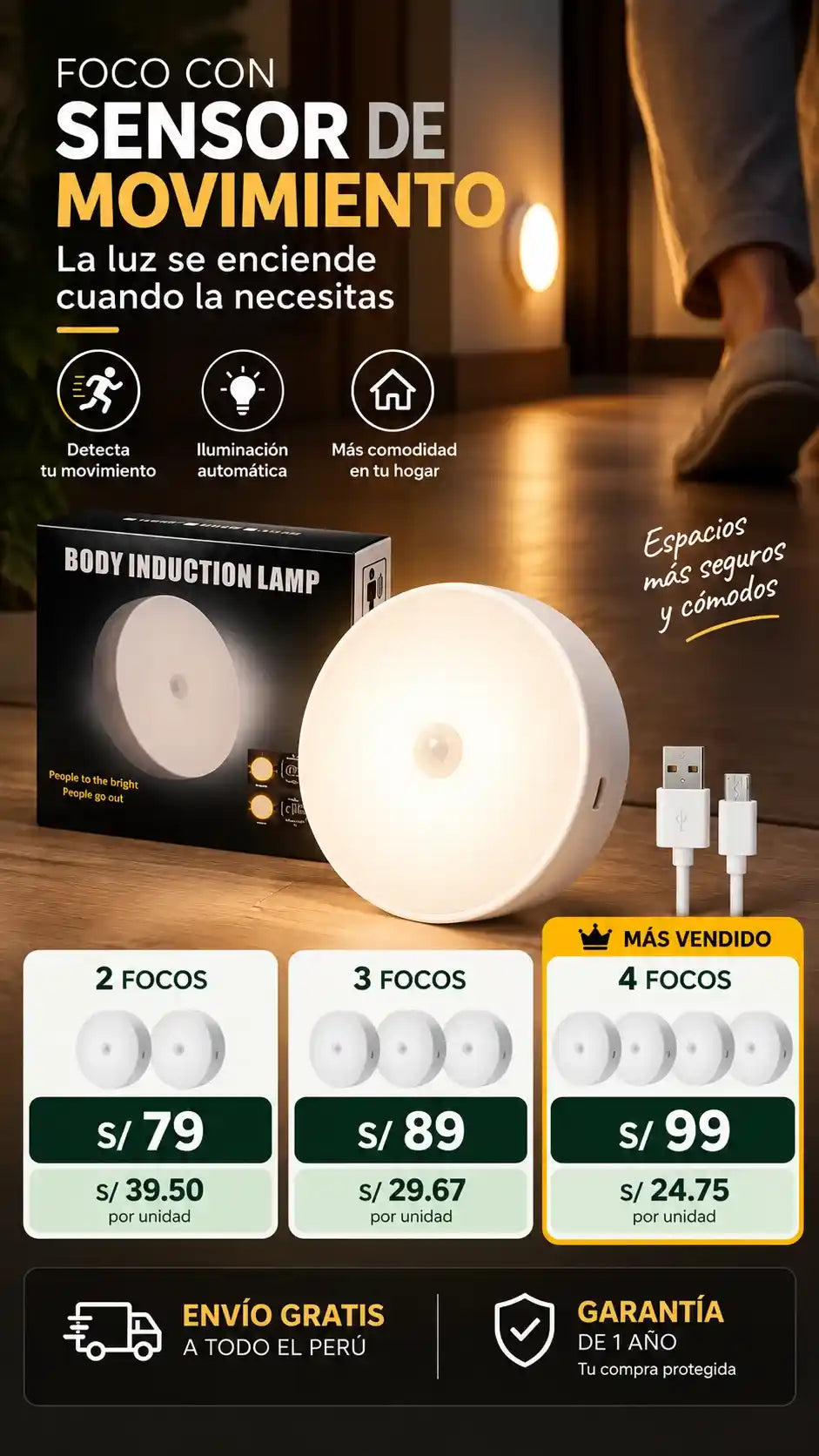 Foco con sensor de movimiento