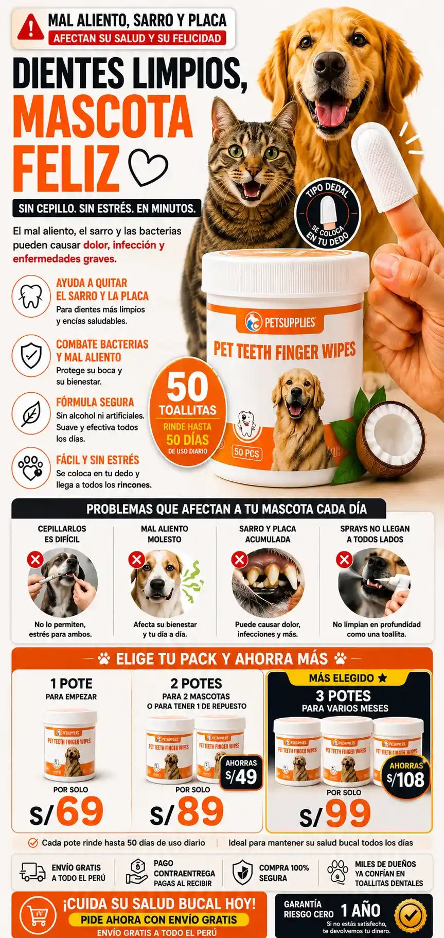 Toallitas Dentales para mascotas