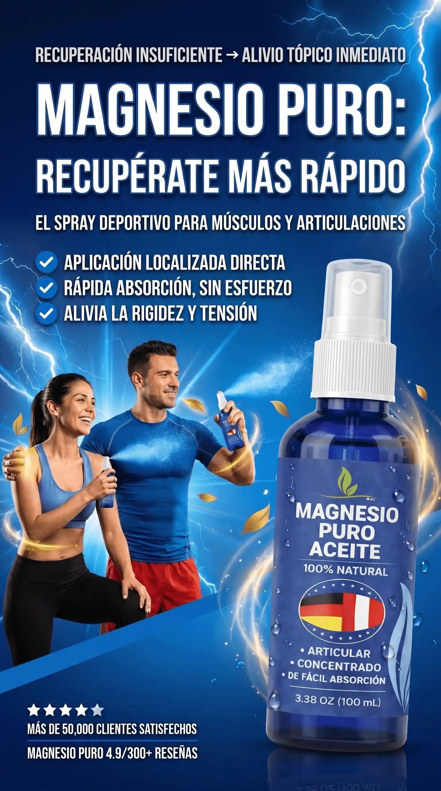 Spray de Aceite de Magnesio Puro Natural 🍃 Para recuperacion deportiva