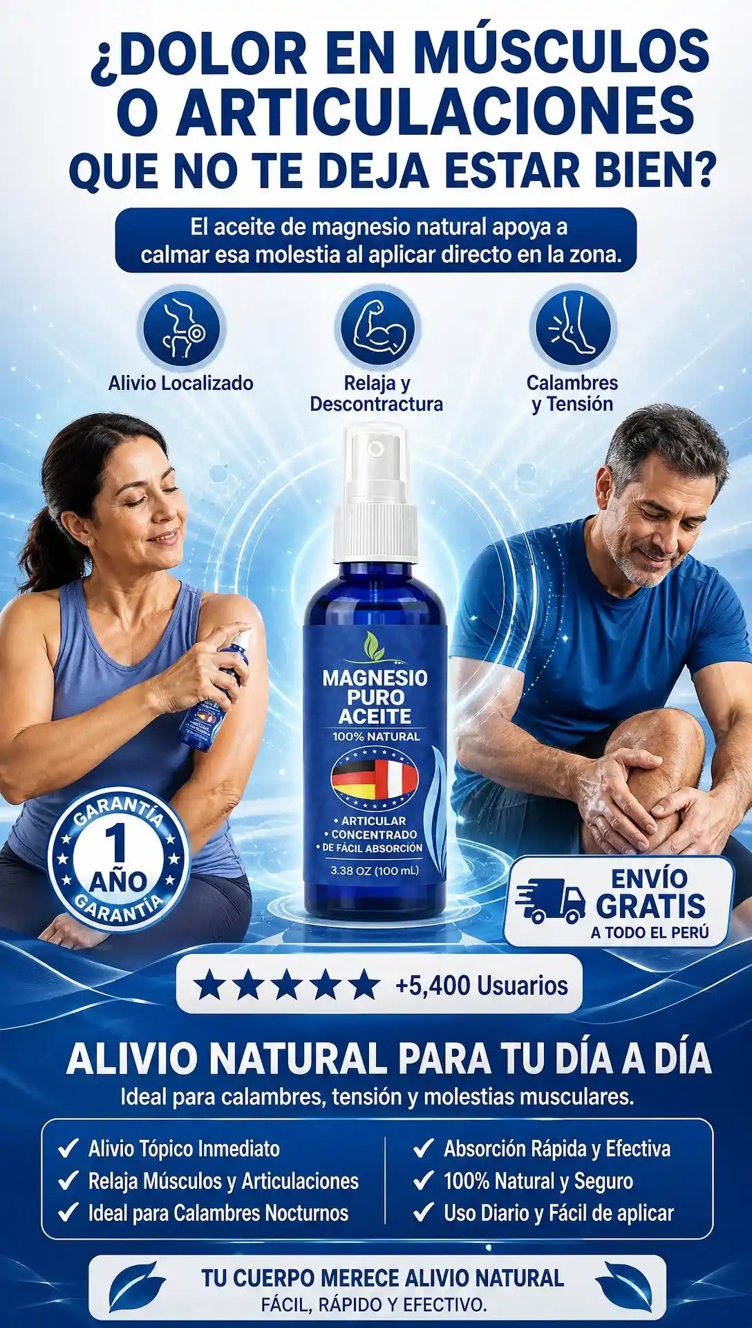 Spray de Aceite de Magnesio Puro Natural 🍃 Para alivio corporal